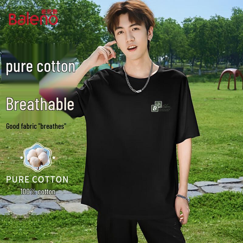 Baleno Men s 2025 Summer Pure Cotton Loose Fit T-Shirt 3XL