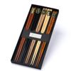 5 Pair Chinese Bamboo and Wooden Chopsticks, Anti-slip Household Solid Wood 5-pair Printed Chopsticks Gift Box Set