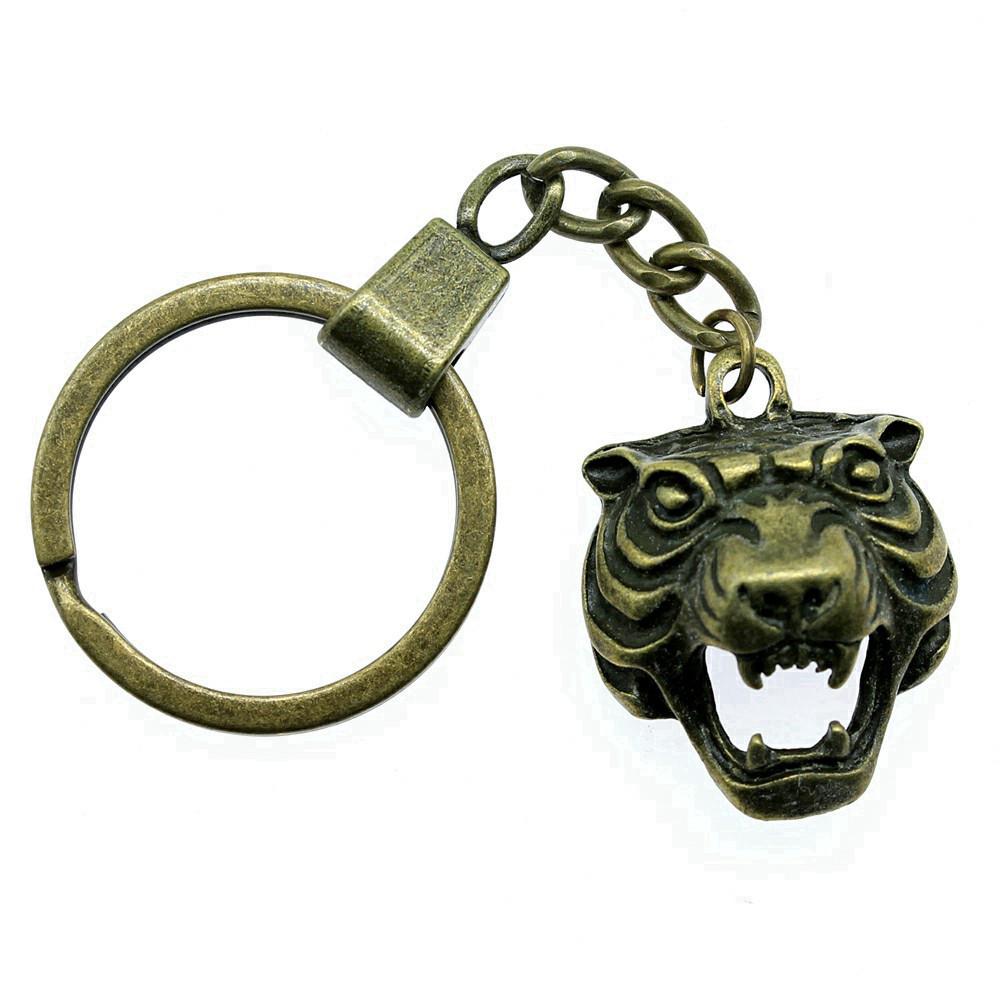 Dinosaur Animal Prehistoric Creature Pendant Antique Bronze Metal Keychain with 30mm Ring for Women High Quality