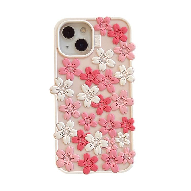 

Beautiful Cherry Blossom Soft Silicone Phone Case For iPhone 16 Pro Max 17 15 13 14 12 Fashion Cute Floral Back Cover Shell iPhone17 Pro