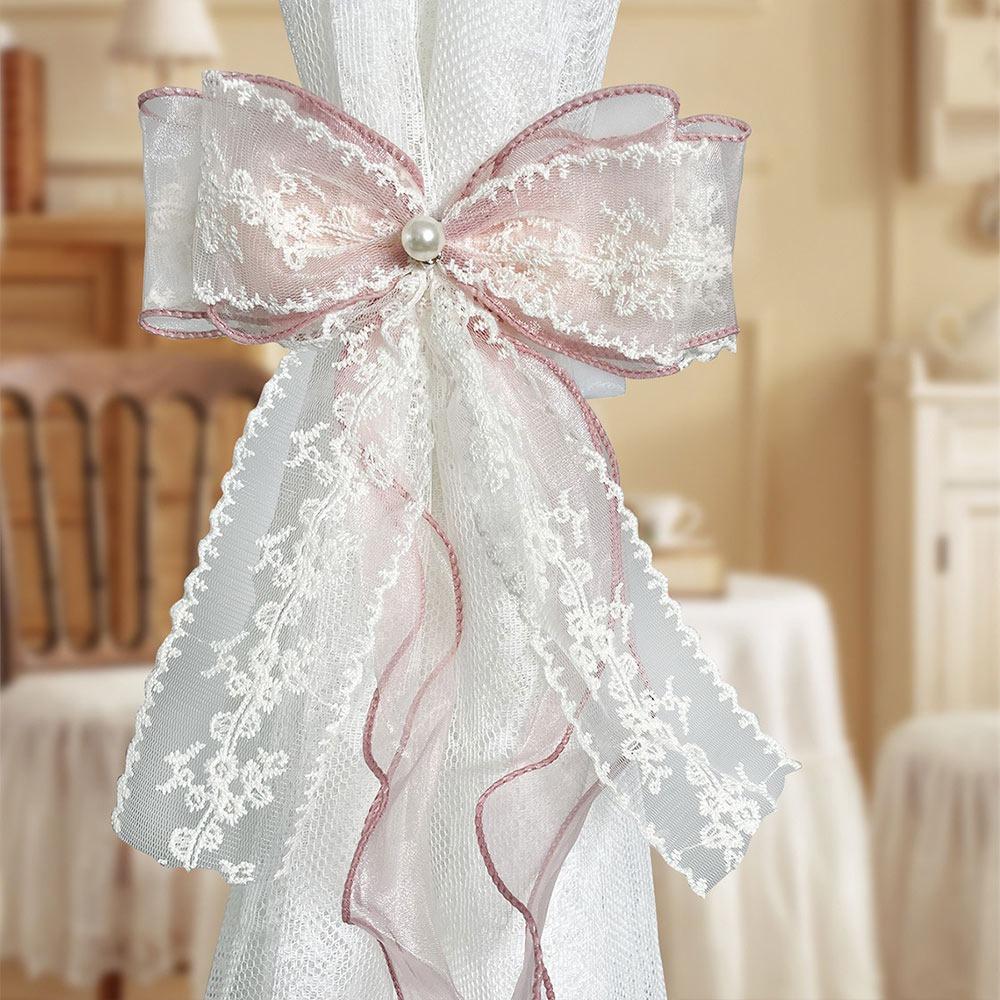 Creative Lace Bow-knot Curtain Tieback Clip Tied Belt Exquisite Window Curtain Buckles Curtain Holders Living Room Home Decor розовый