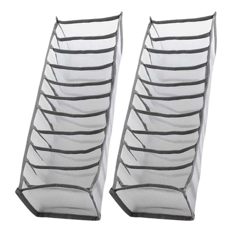 Foldable Sturdy Nylon Wardrobe Closet Divider Set of 2 Grids Clothes Organizers Home Accessory for Jeans and Sock