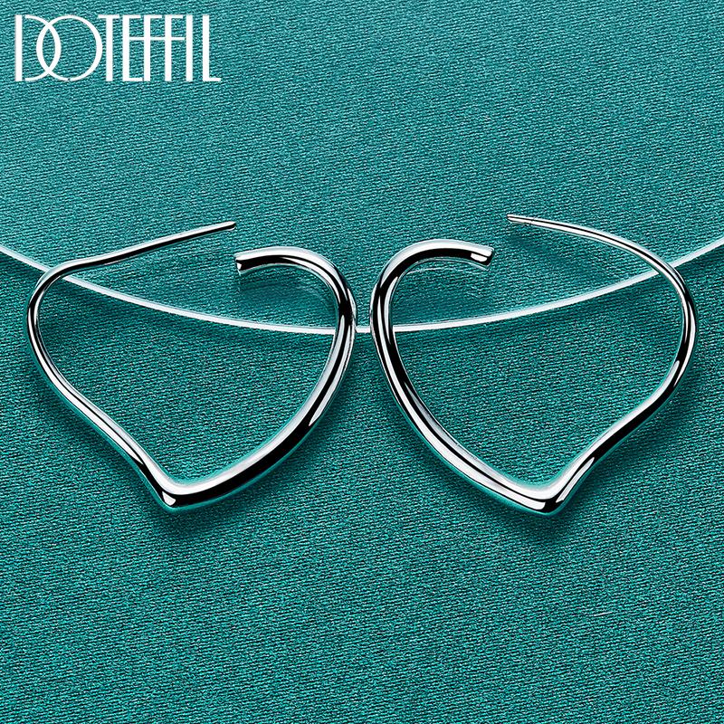 Romantic Heart Earrings Silver Charm Jewelry