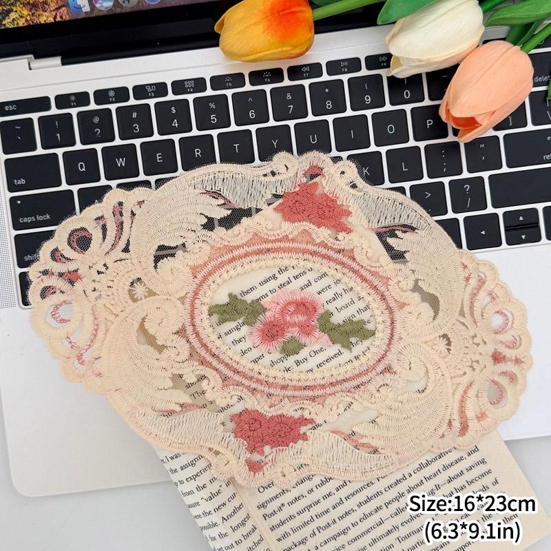Ins Lace Table Cloth Decoration Tablecloth Embroidery Cup Pad Coaster Aesthetic Lace Cloth Tabletop Decoration Home Decor