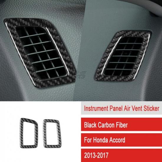 2Pcs Carbon Fiber Dashboard Air Vent Outlet Cover Trim For Honda Accord 2013-17