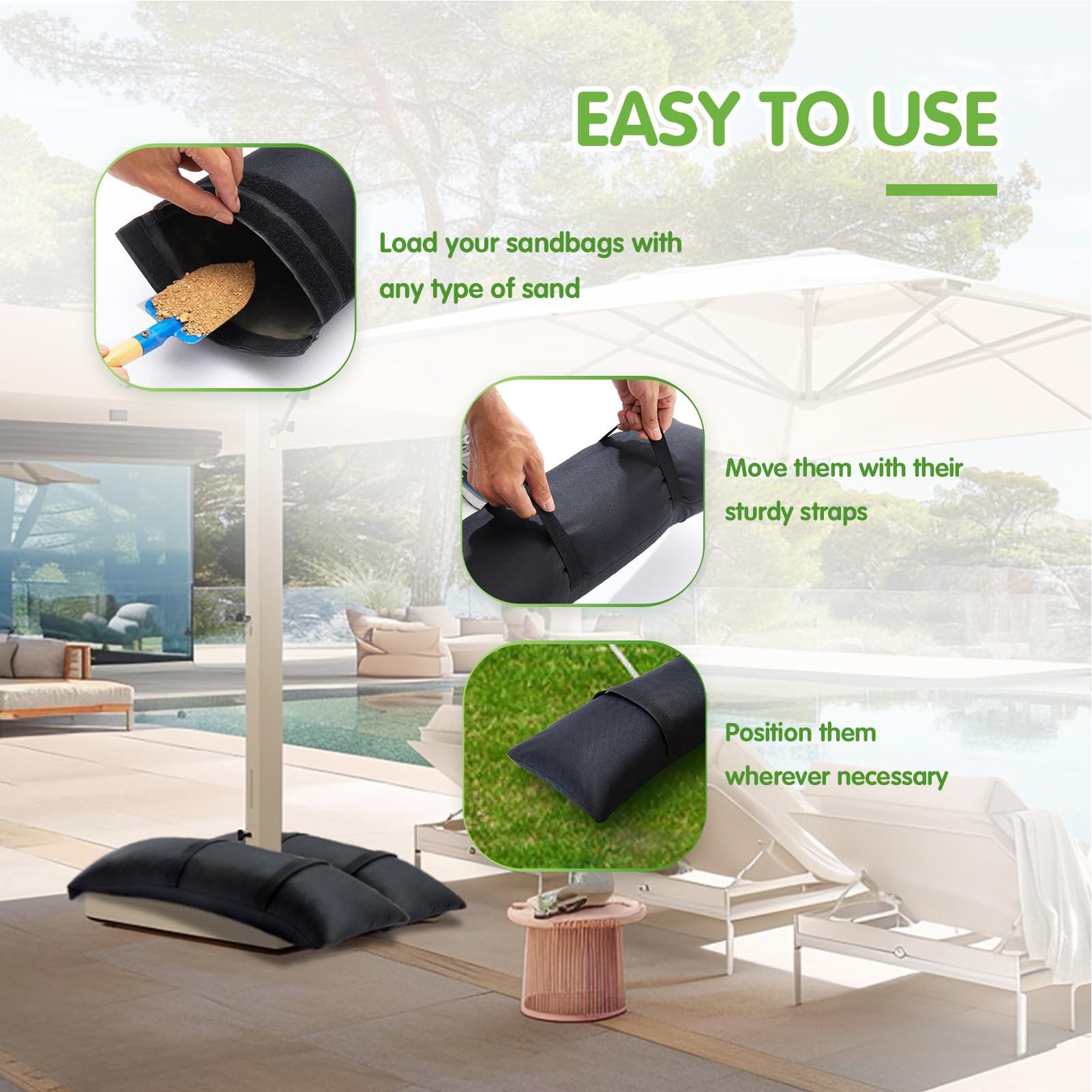 

Umbrella Sand Bag 2 Pieces 600D Oxford Cloth Fillable Reusable Patio Umbrella Sandbags Sack Garden Camping Patio Backyard Event CN