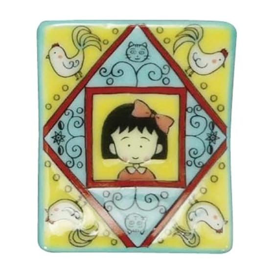 Chibi Maruko-chan Kutani Ware Chopstick Rest, Approx. 4x3x1cm, Rooster, Japanese Tableware, Maruko Goods, Yellow CM54-402