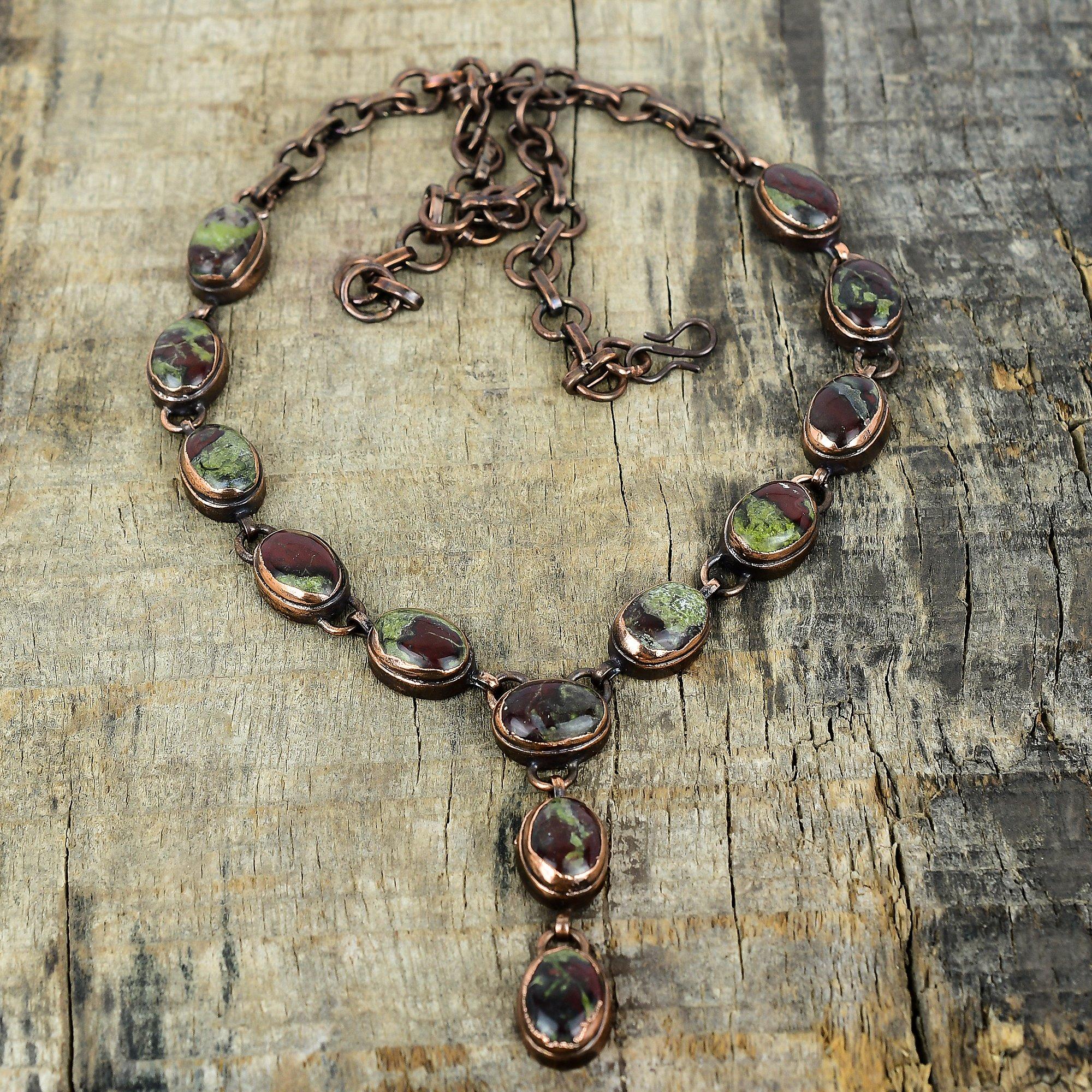 

Ожерелье из драконовой яшмы, гальванопластированная медь, регулируемая цепочка, ожерелье из драгоценного камня, медные украшения, ручная работа, ожерелье с камнем рождения, подарки для мамы Adjustable