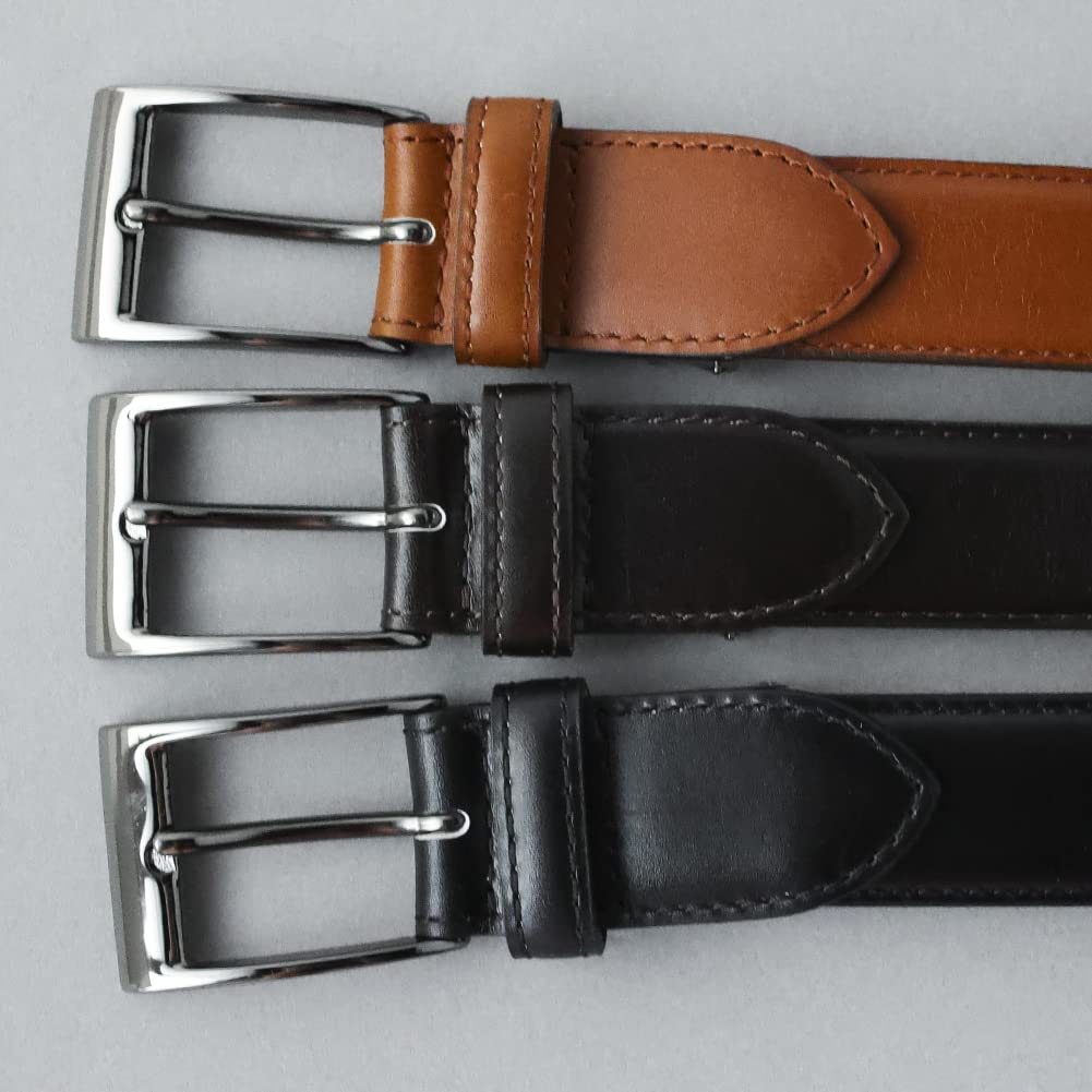 [Vincent Crafted] Nagasawa Belt Industry, Made in Japan, French Annonay Box Calf Leather Belt, Genuine Leather, 30mm Wide, Men's Business Belt, Dark