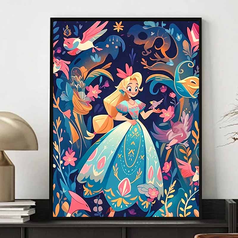 Disney Diamond Painting Princess Style Forest Theme Illustration Cute DIY Rhinestone Mosaic Cross Stitch Kit Embroidery Gift, Home Decor