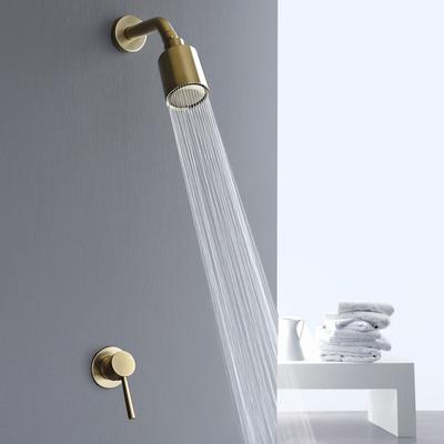 Brass Concealed Shower Faucet Set Brushed Gold Wall Mounted Bathroom Single Function Water Saving Rain Shower Head
