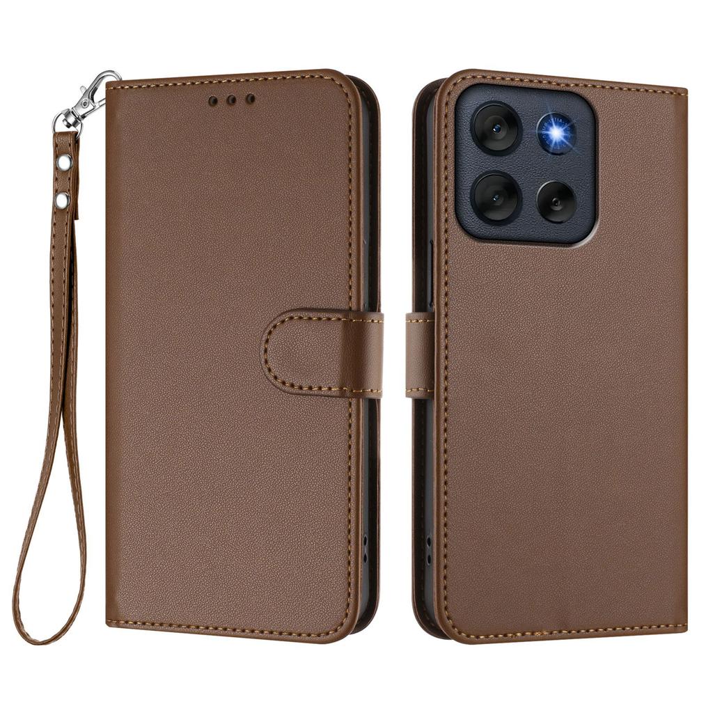 For Motorola Moto G56 5G Leather Case Wallet Stand Phone Cover with Wrist Strap