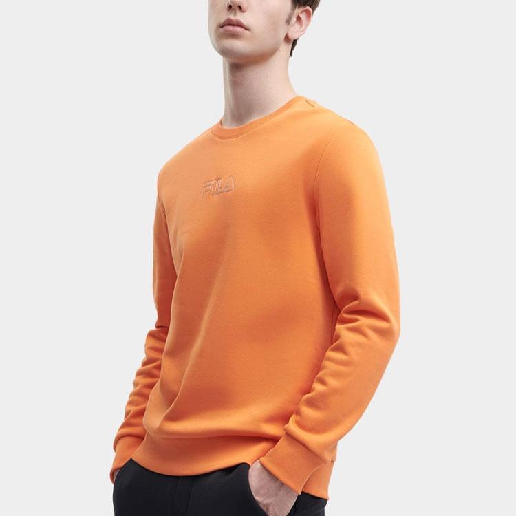 FILA Heritage Series Letter Pattern Round Neck Casual Fleece Pullover Sweatshirt Men sweatshirt Jam-Orange F11M348222F-OR