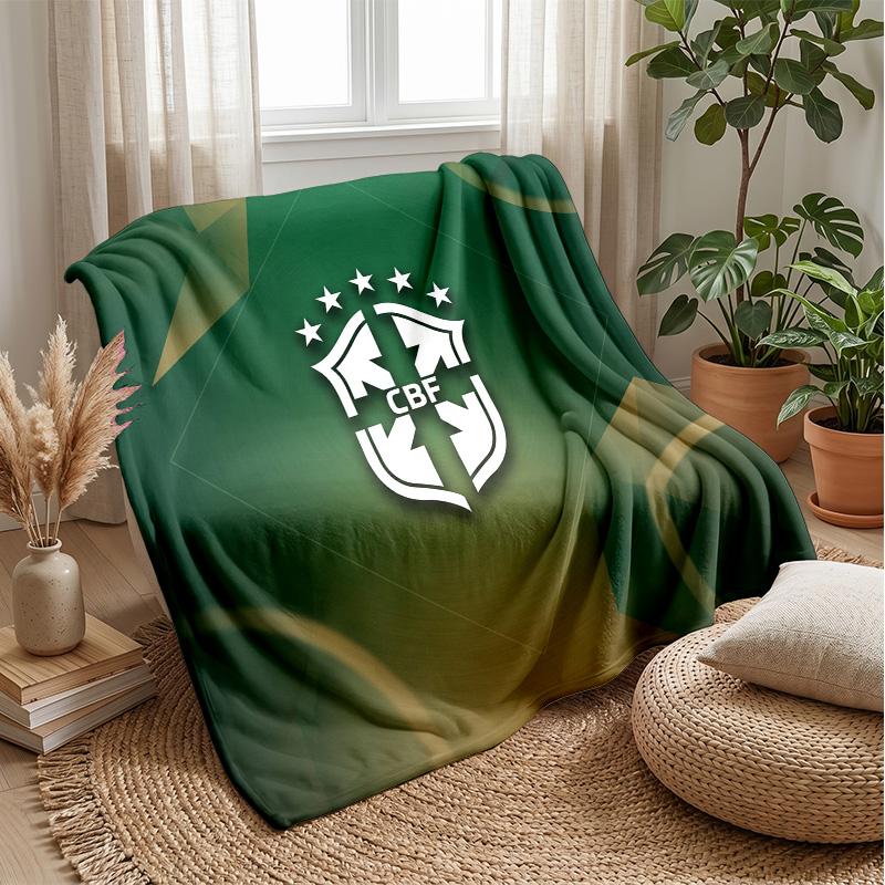 Coperta in Flanella Stampata Calcio Brasile Amica della Pelle Calda Decorativa Plaid per Divano Letto Interno Uso Quotidiano