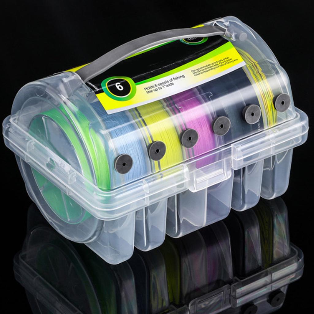 Fishing Line Storage Box 6 Slots Fishing Line Case Clear Fishing Line Organizer 6 Compartments Fishing Tackle Line Box