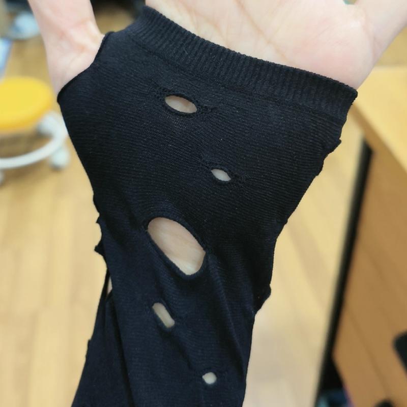 Unisex Gothic Black Gloves Sexy Fingerless Long Glove for Women Men Hollow Out Gloves Mittens Clubwear Dance Cosplay Accessories