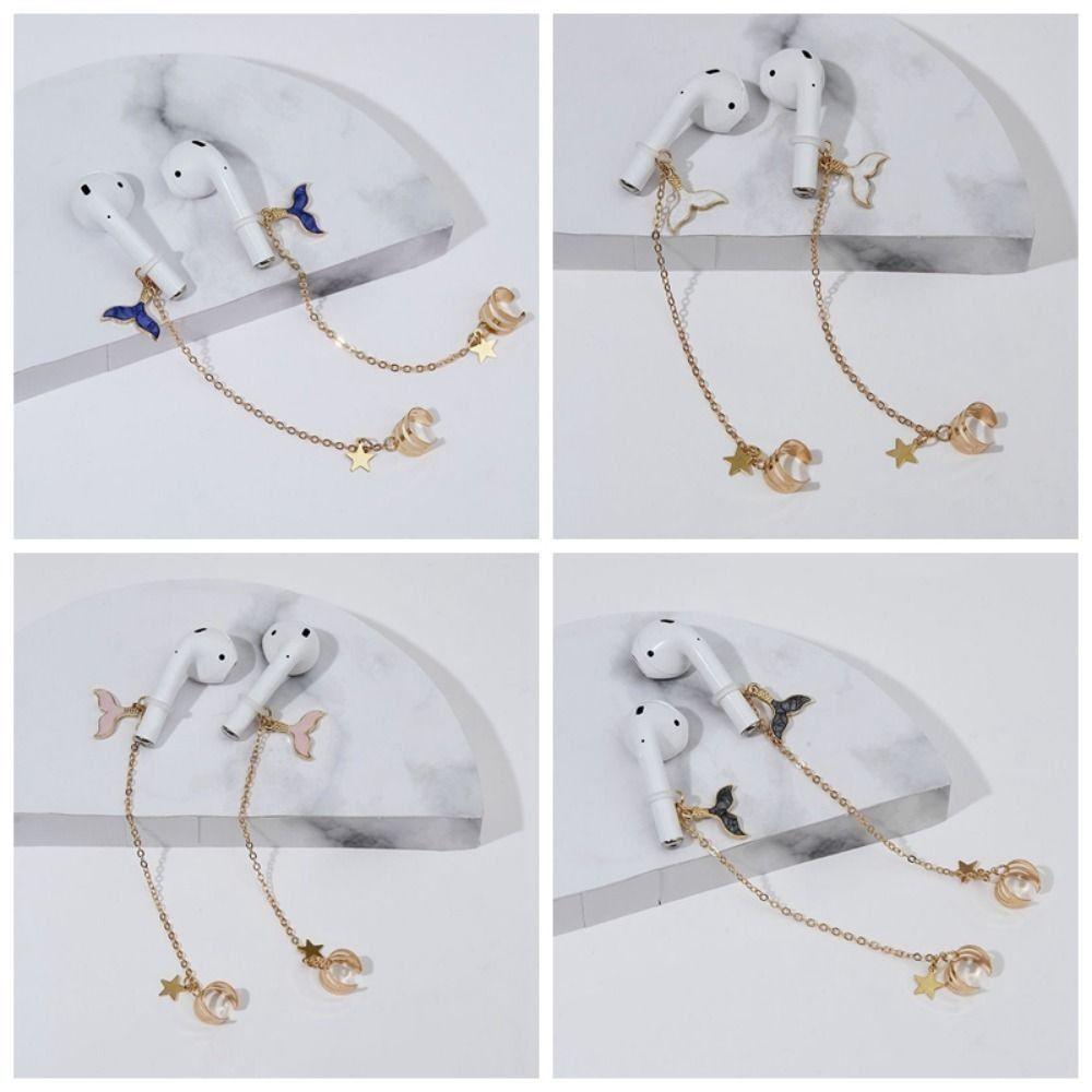 2pcs/pair Dolphin Anti-lost Ear Clip Ear Decor Earphone Protection Chain Best Gifts