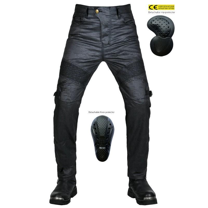 Mens Motorcycle Riding Jeans Straight Cut Protective Pants With Removable Armor Use Waterproof Coated Fabric