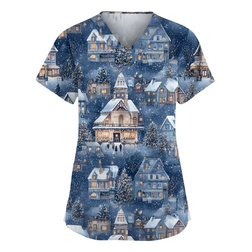 Mote V-hals Kortermet Jumpsuit for kvinner med Lommer Trykte Topper Klær