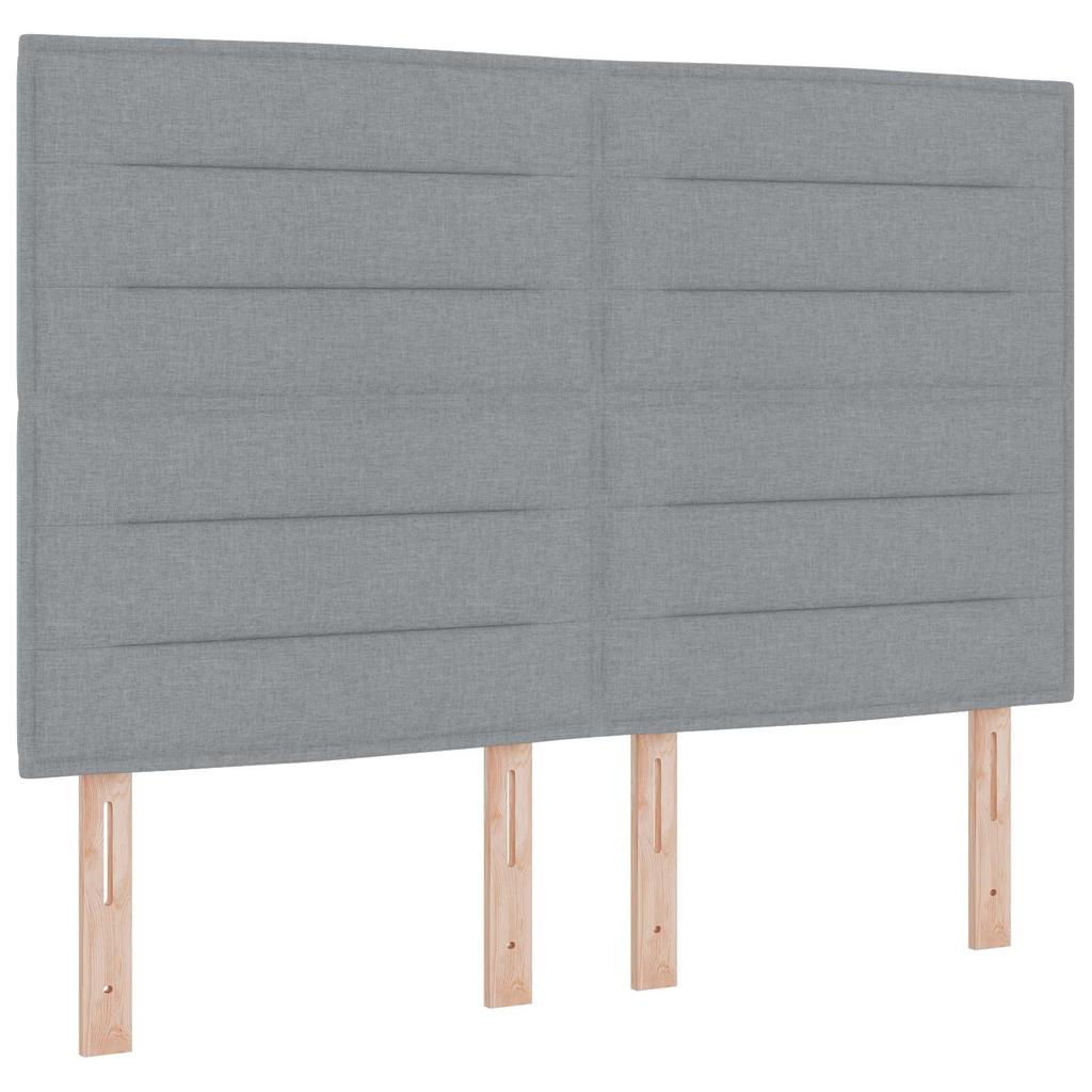 LED Boxspring Bed with Mattress Light Grey 140 x 200 cm Fabric