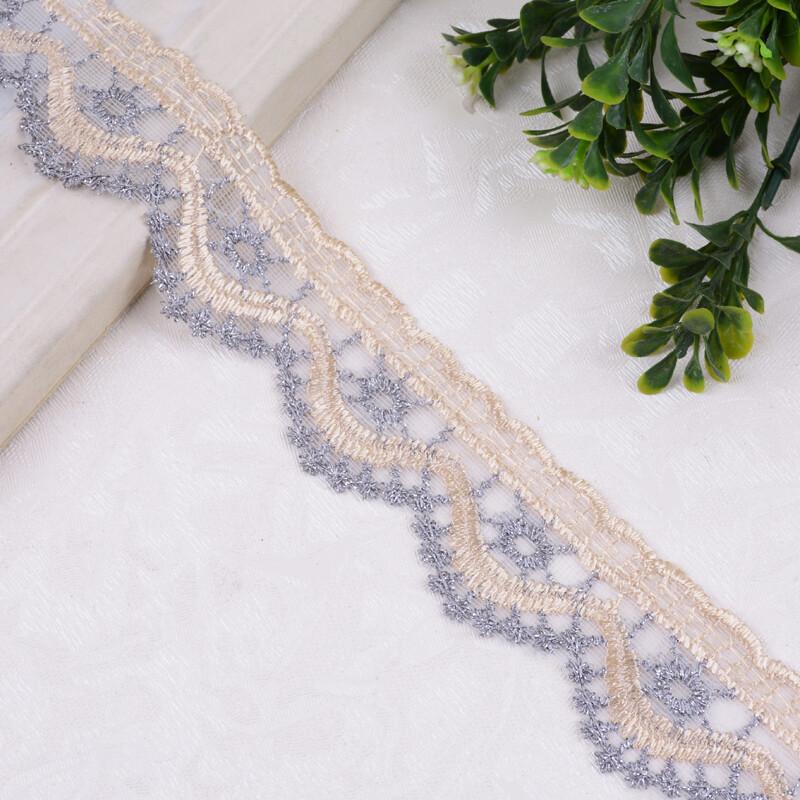 

26м сетчатая отделка края кружева вышивка цветочная для занавески платье декор своими руками серый