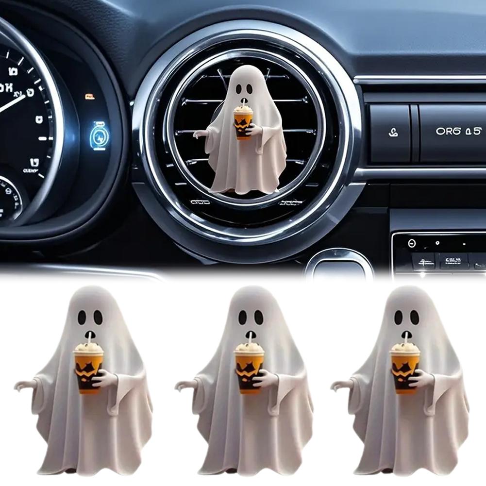 3PCS Halloween Car Cute Ghost Cartoon Figure Air Outlet Clip Car Decoration Accessories Car Accessories Funny  Decoration Gift