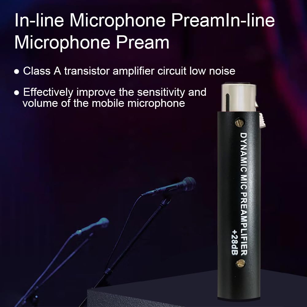Karlak Mikrofon Mikrofon Geringes Rauschen Verstärkung XLR-Anschluss für Dynamische für Bühne Karaoke Live Plug and Play Mikrofon Vorverstärker Vorverstärker, In-line