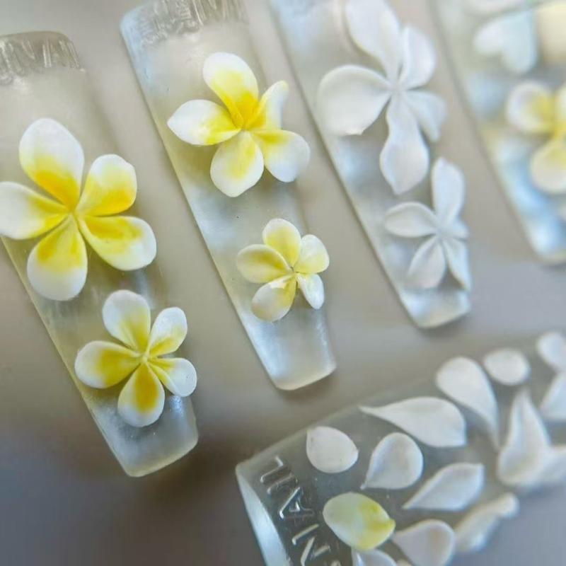 2Pcs Relief Flowers Nail Carving Mold 3D Clear Silicone Mold Flowers Petals Making For Nail Art Accessories Tools