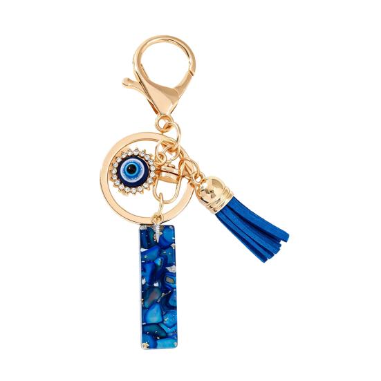 Blue Series Keychain Pendant Initial Letter Key Chain with Eyes Tassel Design