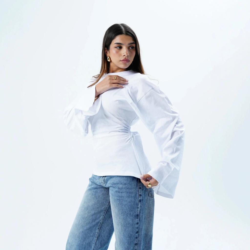 Women S Casual Shirt Waist Tie Pleated Detail Spring Summer Ladies Top