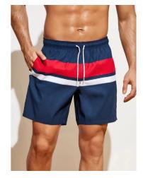 Beach shorts with 3D stylish striped print men s swimming trunks, loose summer Hawaiian shorts S