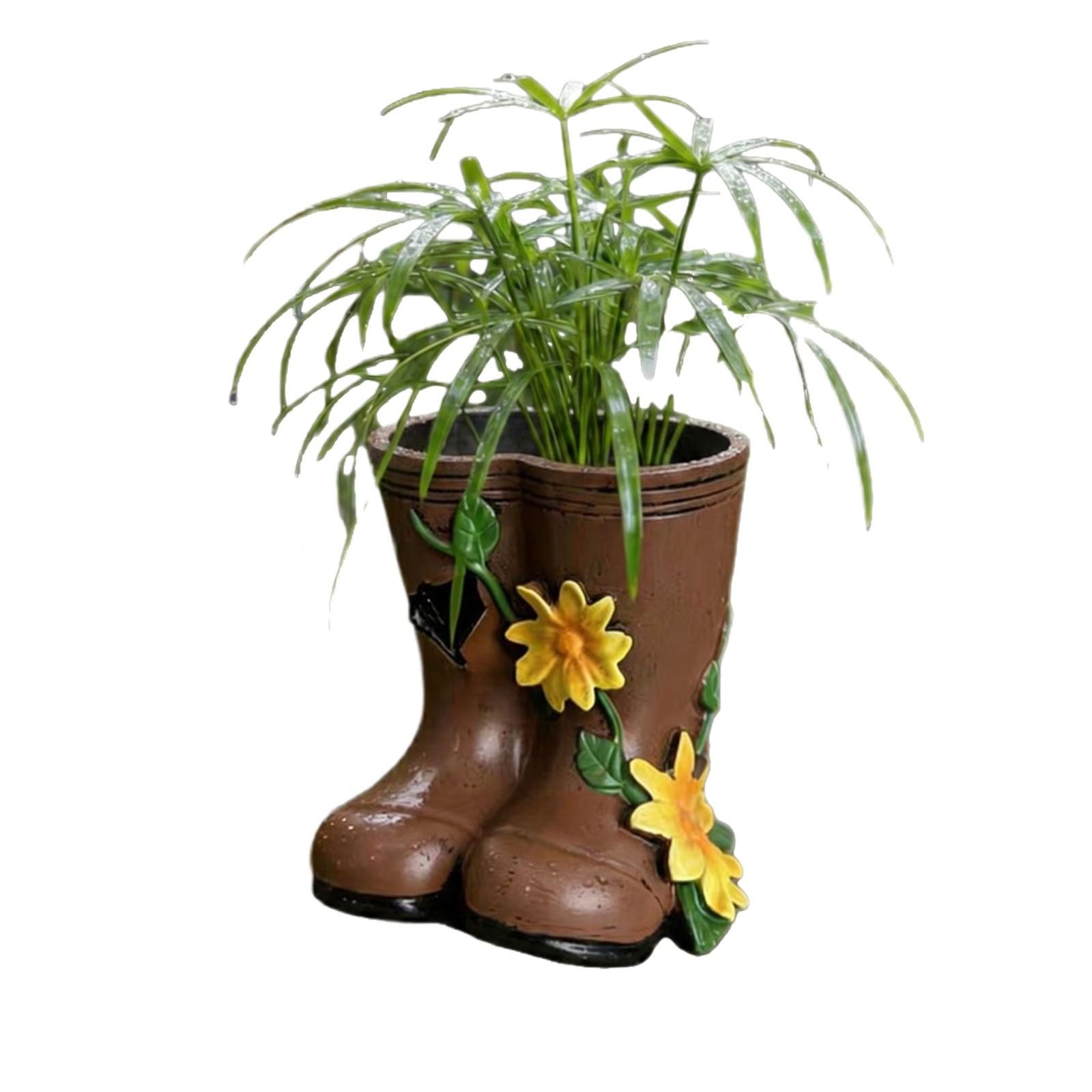 

Creative Home Decorative Rain Boot Planter Vase with Floral Design for Indoor Outdoor Use Unique Garden Ornament one size