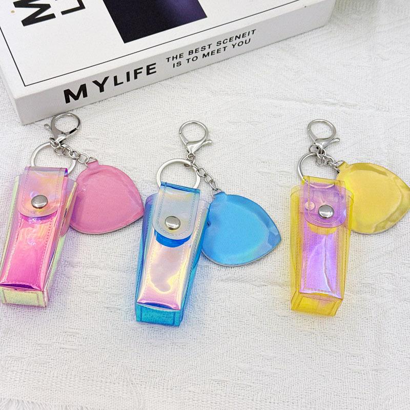 Portable Lipstick Bag Pouch Lip Balm Bag Keychain Holder Creative Lipsticks Protective Cover With Mirror