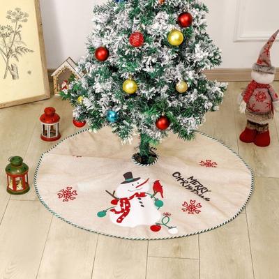 Christmas Tree Skirt 40 Inch Winter Snowman/Santa Claus Xmas Tree Mat Rustic Burlap Tree Skirt for Holiday Party Home Indoor Decorations
