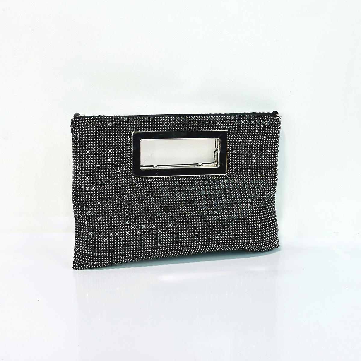 

Модный женский клатч с бриллиантами, модная цепочка знаменитостей, сумка для вечеринки, сумка для ужина, квадратный дизайнерский кошелек. чёрный