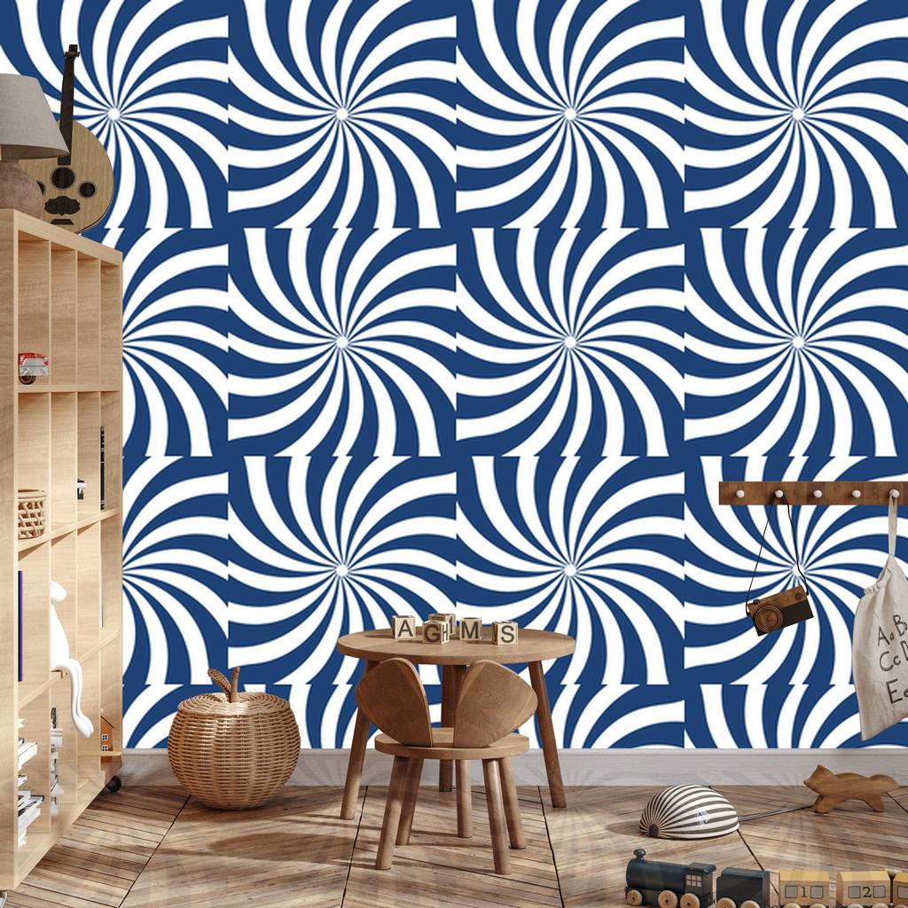 Hippie Background Wallpaper Blue and White for Living Room and Bedroom 50x1000
