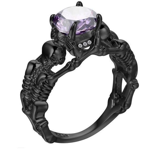 Schädel Gotisch Statement Versprechen Cocktailparty Biker Ring Vampir Accessoires Halloween Geschenke 10&Black Gun Plated gray