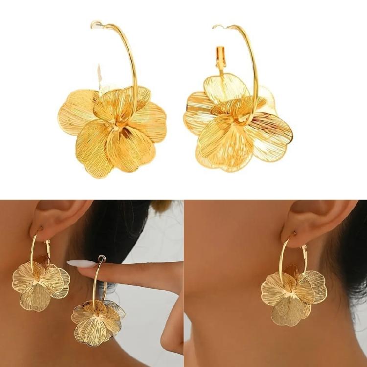 Elegant Vintage Flower Petal Pendant Earrings for Women Hanging Lightweight Ear Pendants Fashion Party Wear Jewelry