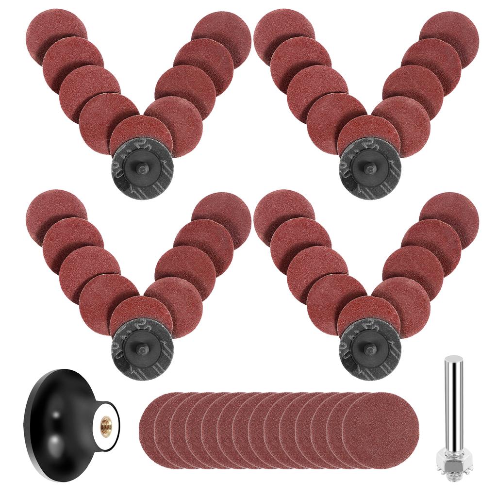 50PCS 2 inch Sanding Discs Kit 80/120 Grit Grinding Sandpaper with Back Pad Vehicle Sanding Sand Paper for Power Tool Sander