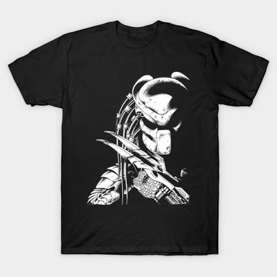T-shirt Homme Noir Imprimé Predator Impression sur Papier de Transfert Sans Découpe T-shirt en Coton