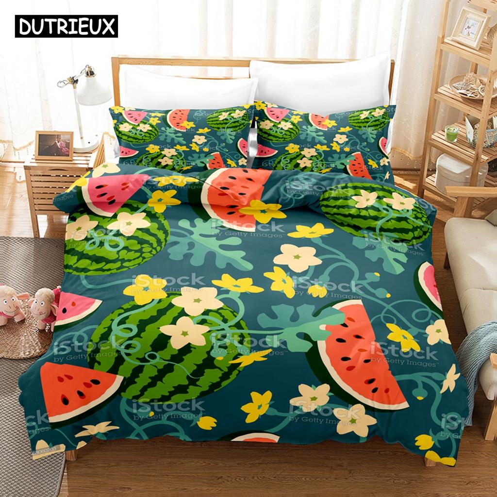 3D Design Printed Watermelon Parrot Owl Art Design Bed Cover Collection Down Quilt Cover With Pillowcase Full Size SIngle King Dimension
