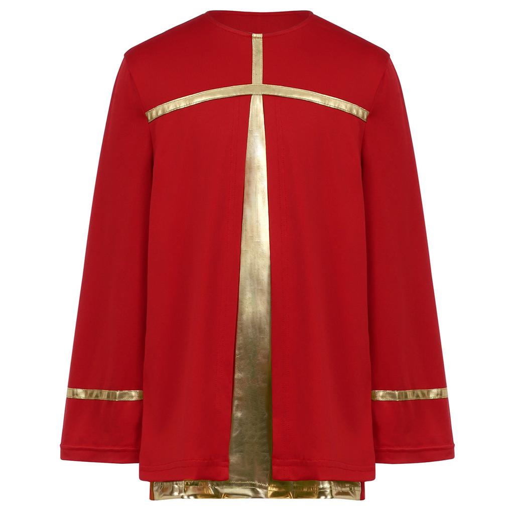 Boys Liturgical Dance Costume Long Sleeve Metallic Color Block Patchwork Top Dancewear