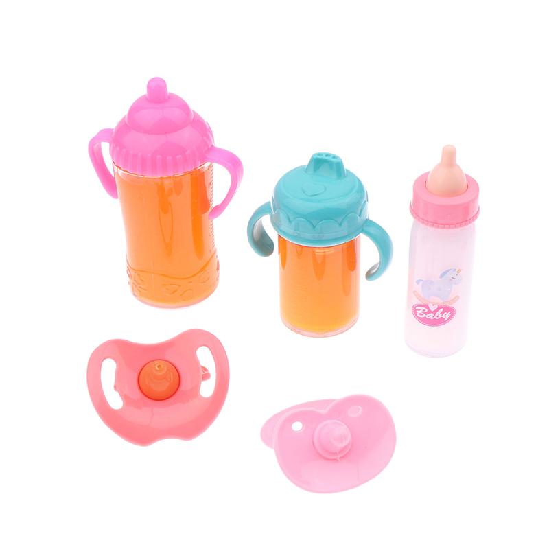 1 Set Baby Care Toy Baby Doll Feeding Bottle Kit Stroller Milk And Juice Bottles With Pacifier Prop For Baby Dolls