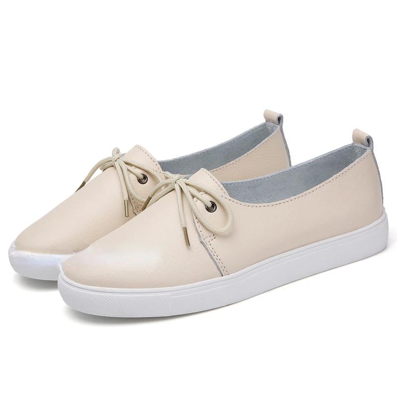  Casual Comfortable Women's Flat White Lace-up Shoes Summer Vulcanized Sneakers Ladies Light Soft Shallow Mouth Loafers