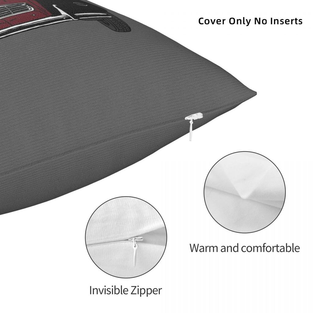 2Cv Road Car Square Pillowcase Polyester Linen Velvet Creative Zip Decorative Sofa Seater Cushion Cover