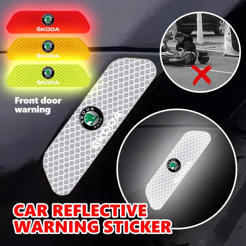 AAABT1 Car Stickers Wheel Eyebrows Reflective Warning Stickers Reflective Strip Accessories For Skoda S Kodiaq Octavia 2 3 Yeti Karoq