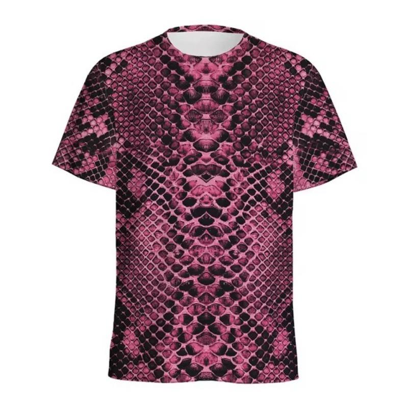 Fashion Snake Scales Pattern T-shirt For Men 3D Printed Animal Skins Graphic Round Neck Tee Shirt Tops Short Sleeves T Shirts