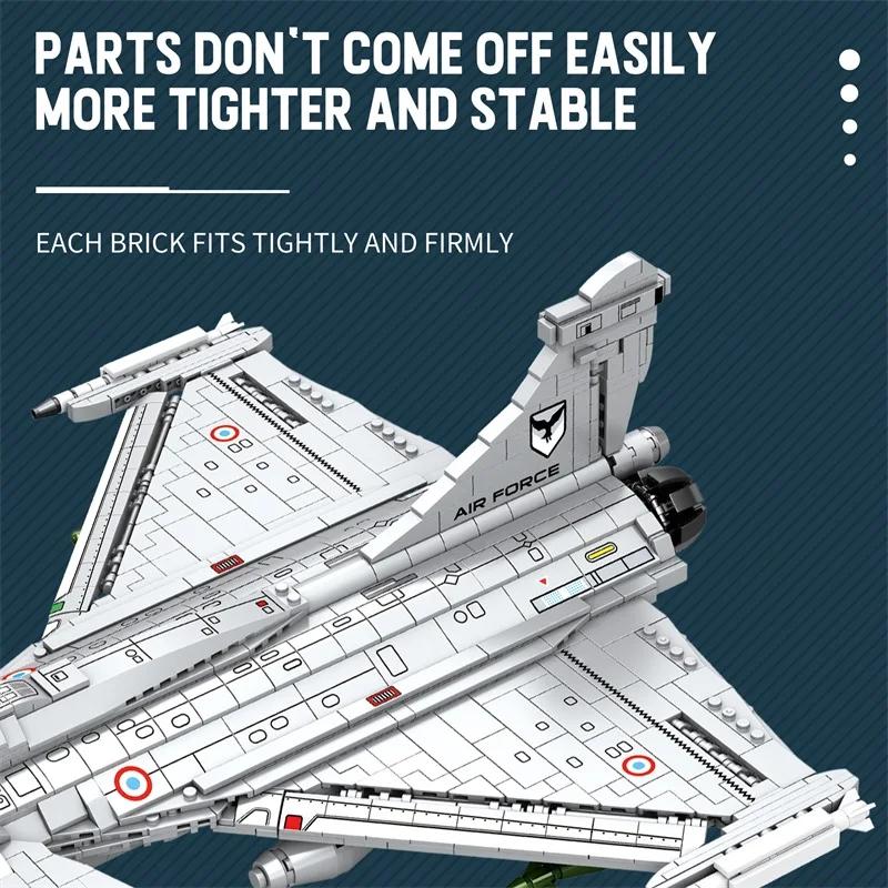 Non-Toxic 2099Pcs Rafale Fighter Model Building Blocks Diy Military Plane Series Assembly Bricks Desktop Ornament Kids Toys Holiday Gifts