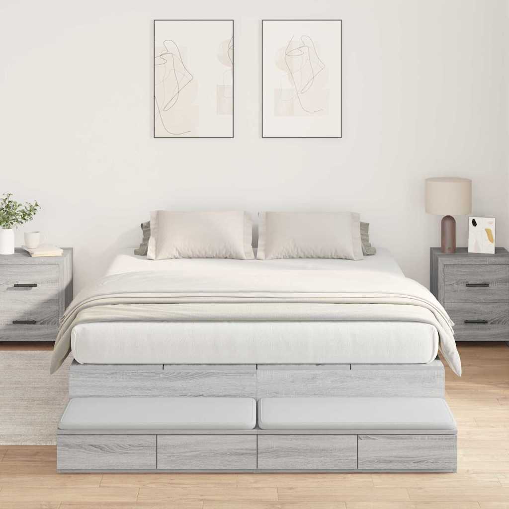 Storage Bed Frame Grey Sonoma 150 cm Particleboard