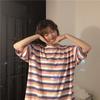 Summer Women's Colorful stripes Casual loose Short Sleeve Female T-shirt y2k Tops Tees Women 90s T-shirts harajuku women t shirt